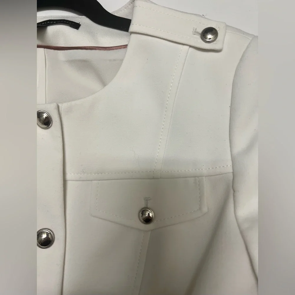 White House Black Market White Peplum Blazer long bell sleeve size 10 - Picture 5 of 9